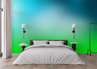 spring blurred background, blue green gradient horizon, background for design, fresh spring light Wall mural