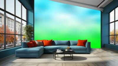 spring blurred background, blue green gradient horizon, background for design, fresh spring light Wall mural