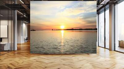 sunset on the river landscape Wall mural