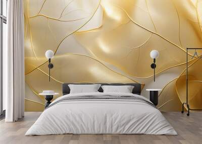 texture golden leaves metal tile foil, background yellow design Wall mural