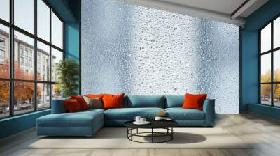 texture of a drop of rain on a glass wet transparent background Wall mural