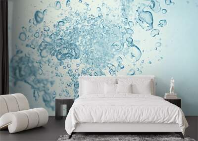 underwater air bubbles texture light blue background Wall mural