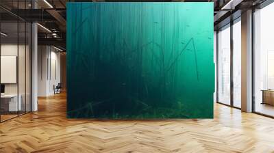 underwater green landscape / nature underwater eco ecology lake, wild diving Wall mural