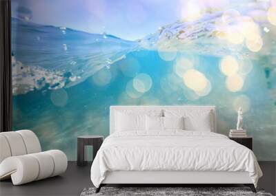 wave sea beach transparent underwater background Wall mural