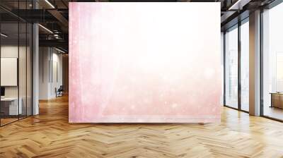 white background delicate soft color pink curtain on the window, in a blurred snow-white blur bokeh, snowfall design, blank, abstract Wall mural