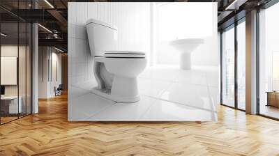 white toilet in the bathroom. Generative AI Wall mural