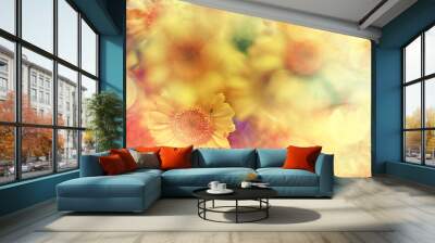 yellow daisies summer background, abstract natural floral spring Wall mural