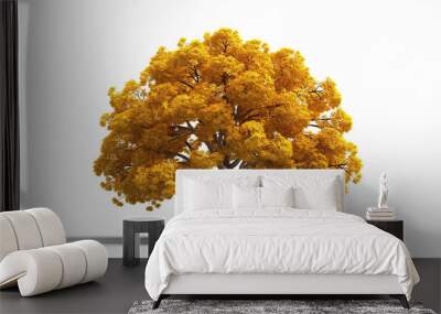 yellow oak tree isolated on white background mockup. Generative AI Wall mural