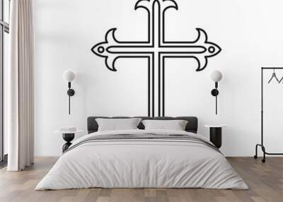 Christian cross isolated on white background. Vector illustration Wall mural