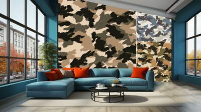 seamless camouflage pattern - Vector Wall mural