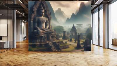 Buddha statue at ancient temple. Wall mural