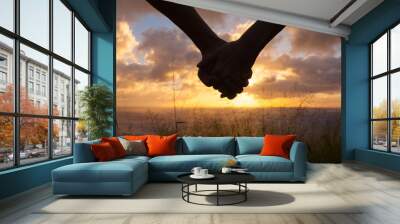 close up of couple holding hands Wall mural