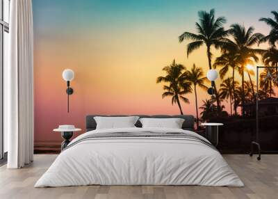 Colorful tropical beach sunset.  Wall mural