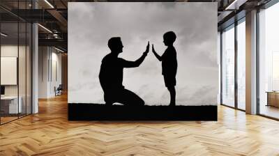 Father giving son high five. Parent child relationship concept	 Wall mural