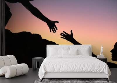 Helping hand. Give me your hand and I will help you concept.  Wall mural