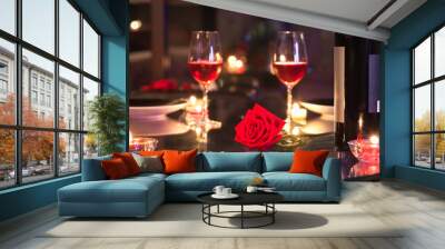 Romantic dinner setting.

 Wall mural