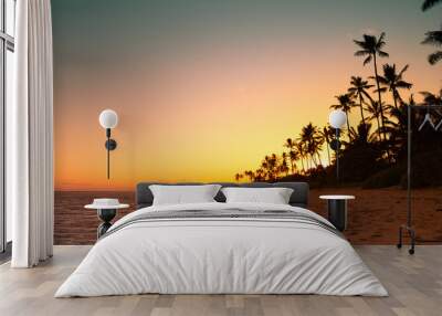 Tropical island beach sunset Wall mural