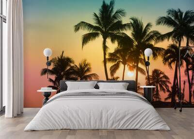 Tropical island sunset Wall mural