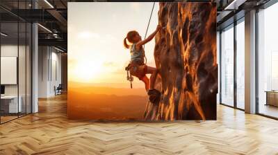 Child on a rock climbing wall Wall mural