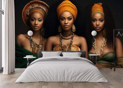 Group of beautiful african woman in traditional clothes Wall mural