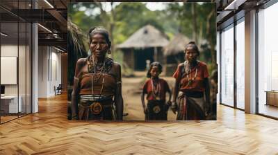 local tribal women in Latin American tribe village Wall mural