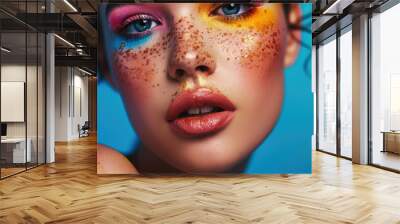 portrait of a model with bright makeup, cosmetic and beauty concept Wall mural