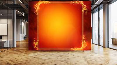 Beautiful Blank Orange Square Background Design with Fiery Border Wall mural