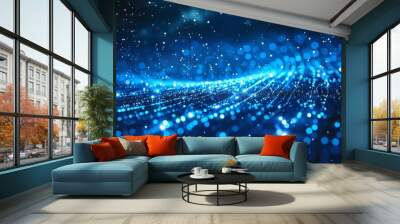 A blue sky with a lot of stars and a blue line Wall mural