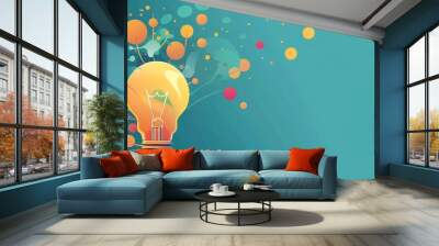 A colorful light bulb with a blue background Wall mural