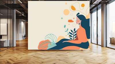 Calm and peaceful woman. Vector illustration in trendy flat style. Wall mural