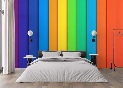 Multicolored bright background with vertical rainbow stripes. Wall mural