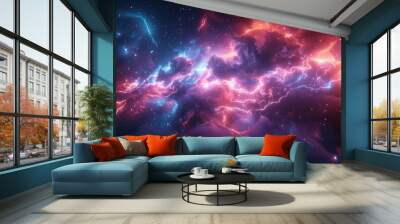 Cosmic Lightning Storm Wall mural