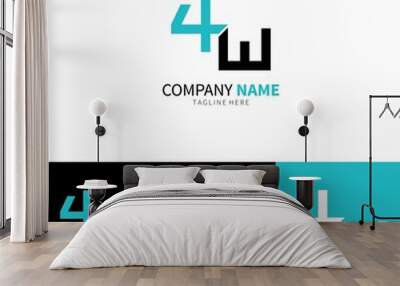 4W Logo Design Template Wall mural