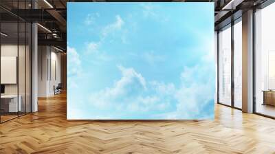 Blue sky with white cloud. Blue background. The summer sky is colorful clearing day and beautiful nature in the morning. for backdrop decorative and wallpaper design. The perfect sky background. Wall mural