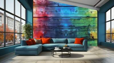 Pink blue color paint wood background. colorful wooden background. Wall mural