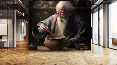 Wise man brew soup Wall mural