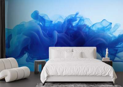 blue flow, blow expansion, blue ink. Abstract background. Edited AI.  Wall mural