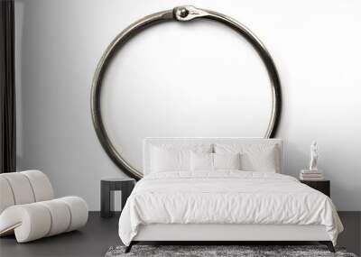 Hinged metal ring isolated on white. HInged O-ring in used condition. Wall mural