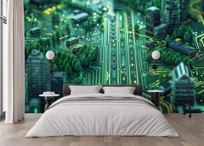 Smartcity, society 5.0, communication technology, Autonomous roads, intelligent transport, metropolitan IT development, digital infrastructure development abstract concept. 
 Wall mural