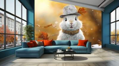 WInter is coming bunny. Getting ready for winter.  Wall mural