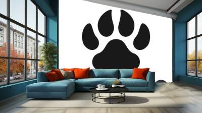 Animal paw black simple flat icon. Foot step print silhouette sy Wall mural