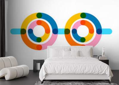 Glasses logo template. Round and straight transparent lines styl Wall mural