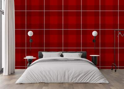 Lumberjack checkered square plaid red color seamless pattern bac Wall mural