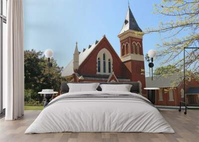 St Arnaud's Uniting Church is a Victorian English Gothic styled church constructed in 1875. The neighbouring Sunday school hall was built in 1923-24 Wall mural