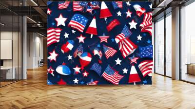 Fourth of July wallpaper, independence day concept background, memorial day, ai generated Wall mural