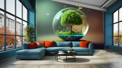 Green tree planet earth Wall mural