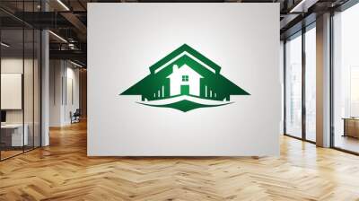 House silhouette logo design.  icon in black and white color. Ai generated image. Wall mural