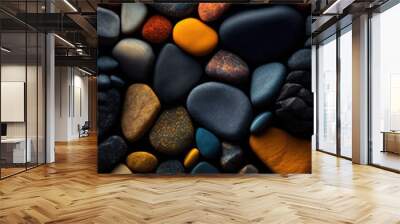 Pebble pattern black orange Wall mural