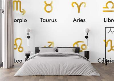 set of zodiac sign gold Wall mural