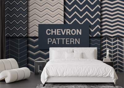 Set of chevron zig-zag geometric seamless pattern vector illustration.
 Wall mural